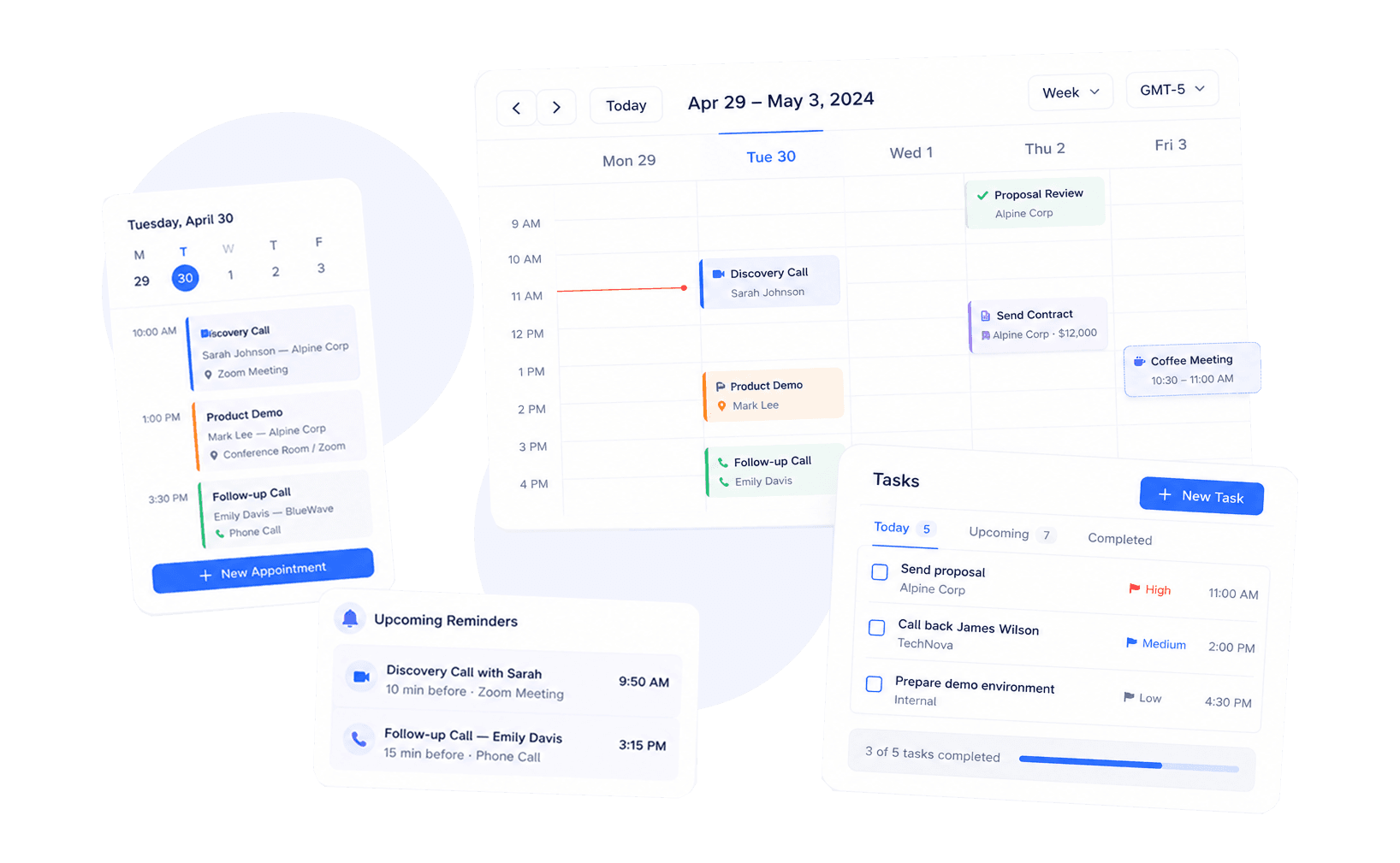 Stay on schedule and never miss a follow-up