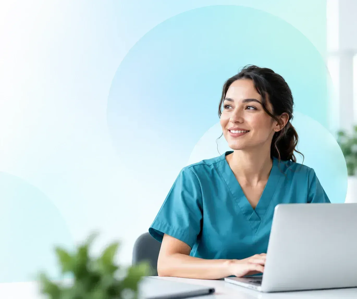 Healthcare professional at her desk