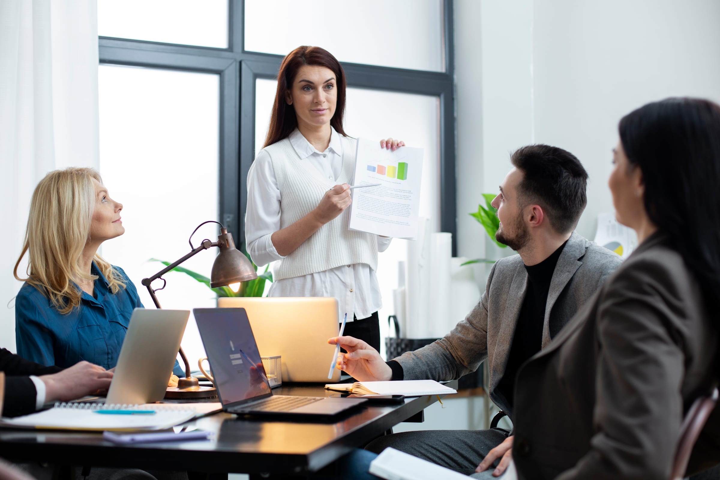HR manager reviewing employee information